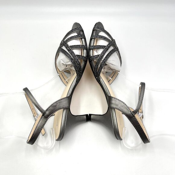 7.5W WIDE WIDTH Touch Ups Womens Amara Pewter Silver Dress Sandals Heels Shoes - Picture 7 of 13
